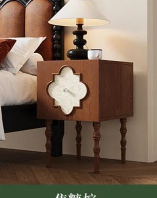 Four-Leaf Clover Ash Wood Bedside Table - 1-Drawer Nightstand and Sofa Side Cabinet