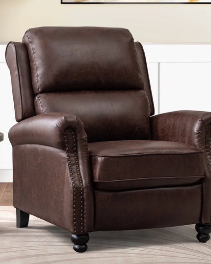 Rivet Pushback Recliner Armchair - Faux Leather Accent Chair, Adjustable, 3 Colours