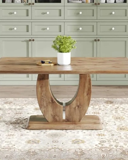 Rustic 63-Inch Farm Dining Table - 1.8-Inch Thick Top, Seats 4 to 6, Chairs Not Included