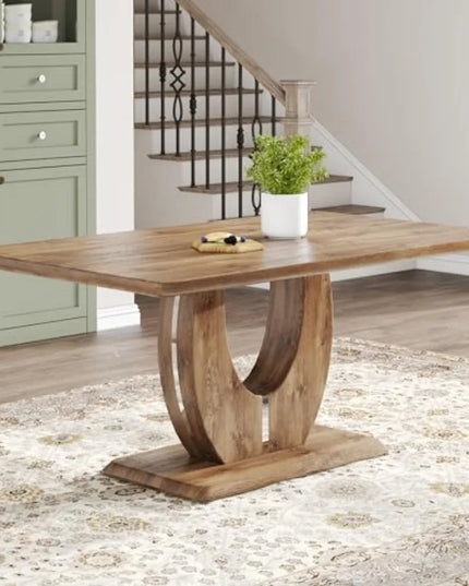 Rustic 63-Inch Farm Dining Table - 1.8-Inch Thick Top, Seats 4 to 6, Chairs Not Included