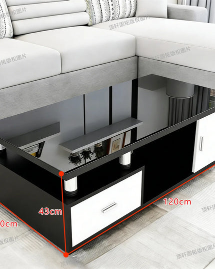 Designer Storage Coffee Table with Drawers - 100cm or 120cm Rectangle Living Room Table