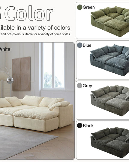 L-Shaped Modular Cloud Couch Sofa Bed - Removable Cushions, 275x175x70cm, 5 Colours