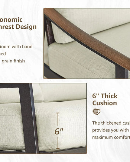 3-Piece Wicker Patio Conversation Set - Compact Beige Outdoor Furniture, Customisable