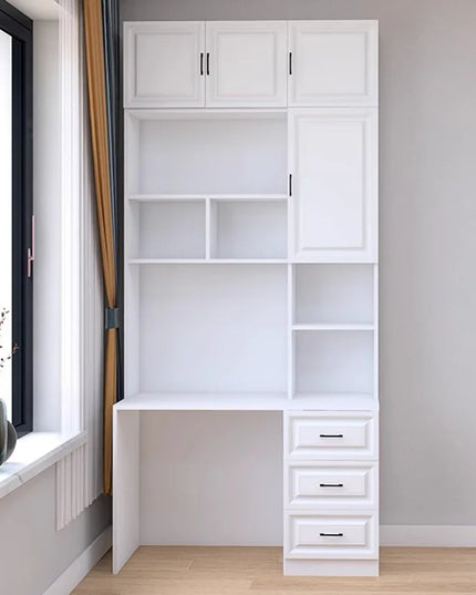 Modular Sliding-Door Wardrobe with 6 Drawers - White MDF Storage, 200kg Capacity