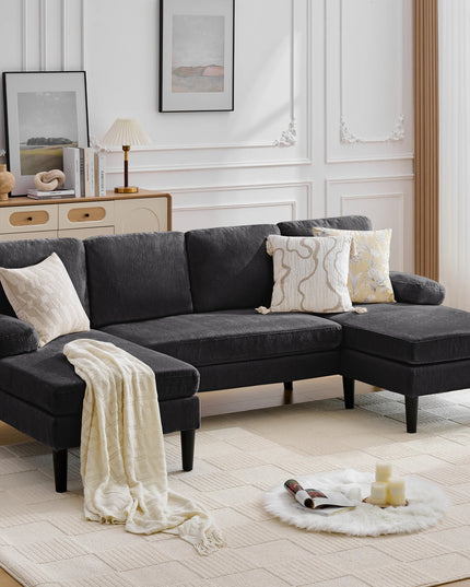 4-Seat Corner Sleeper Sofa - Velvet and Chenille, Removable Cushions, 101.5 Inches