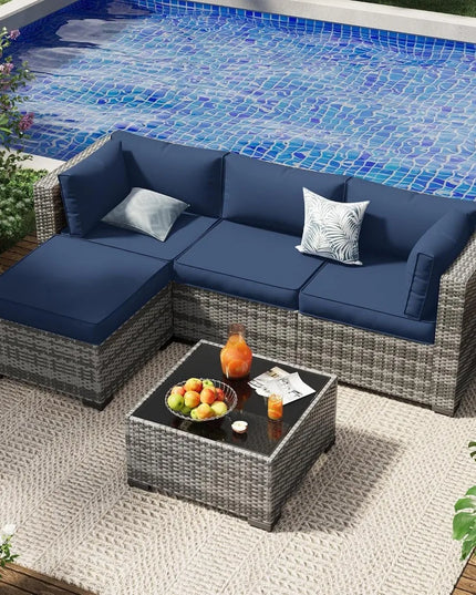 9-Piece Navy Outdoor Cushion Set - Waterproof Replacements, Furniture Not Included
