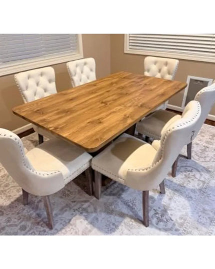 Rustic 63-Inch Farm Dining Table - 1.8-Inch Thick Top, Seats 4 to 6, Chairs Not Included
