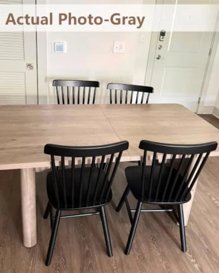 Space-Saving Extendable Dining Table - 63 to 82.7 Inches, Rounded Corners, Grey