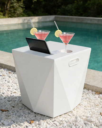 3-Piece Pool Chaise Lounge Set - 2 S-Shaped Loungers and Side Table with Cup Holders