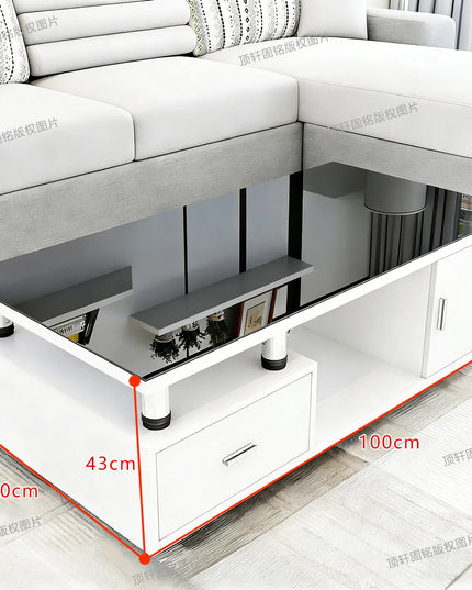 Designer Storage Coffee Table with Drawers - 100cm or 120cm Rectangle Living Room Table