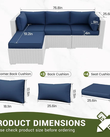 9-Piece Navy Outdoor Cushion Set - Waterproof Replacements, Furniture Not Included