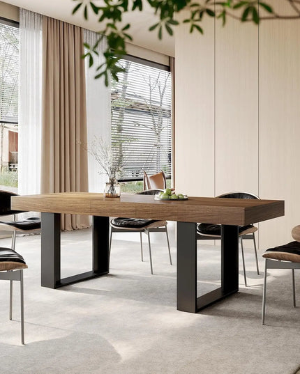 Rustic Extendable Wooden Dining Table - Seats 6 to 10, Fully Assembled, Table Only