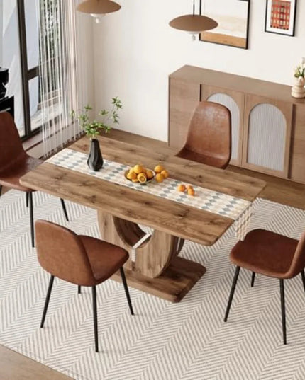 Rustic 63-Inch Farm Dining Table - 1.8-Inch Thick Top, Seats 4 to 6, Chairs Not Included