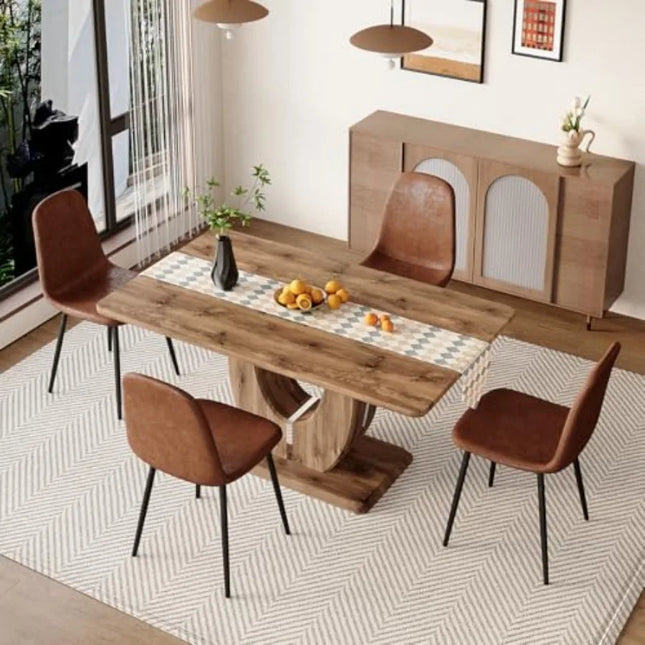 Rustic 63-Inch Farm Dining Table - 1.8-Inch Thick Top, Seats 4 to 6, Chairs Not Included