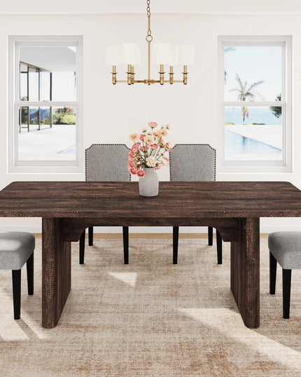 Extendable Farmhouse Dining Table - 63 to 82.7 Inches, Seats 8 to 10, 5 Finishes