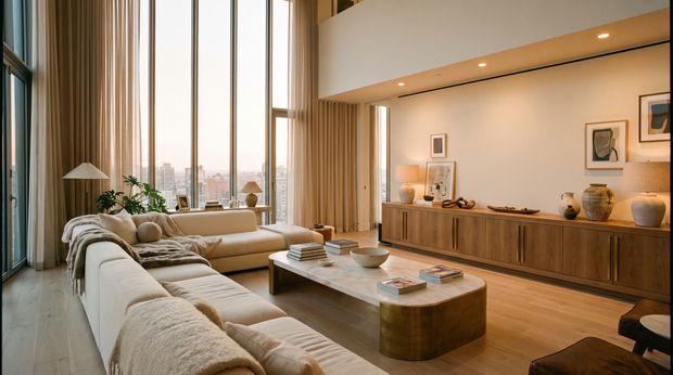 Made to order furniture in a luxury living room
